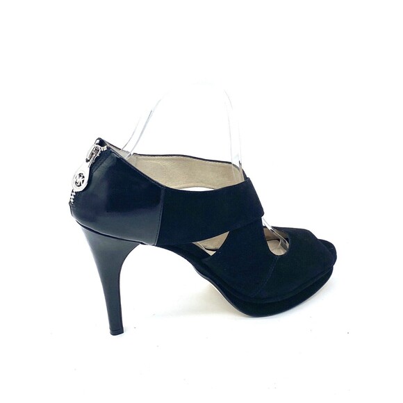 Michael Kors Women's Black Elena Suede Cross Strap Peep Toe Pumps AF12E Size 9M - Picture 6 of 15